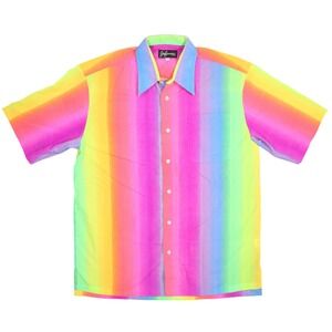 Joe Bananas Shirt Mens Large Rainbow Ombre Stripe Pride‎ Festival Aloha Limited